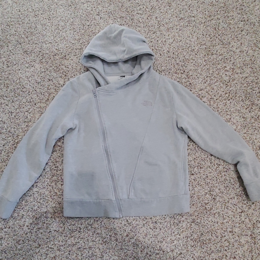 Women's grey zip-up North Face hoodie